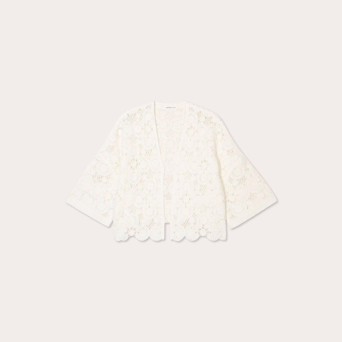 Gilet aspect crochet ecru femme