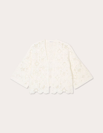 Gilet aspect crochet ecru femme
