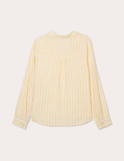 Chemise manches longues contenant du lin jaune clair femme