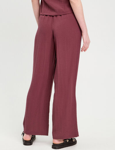 Pantalon large fluide prune femme
