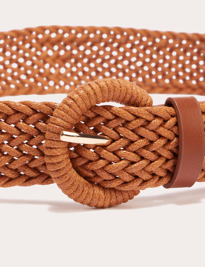 Ceinture tressée camel femme