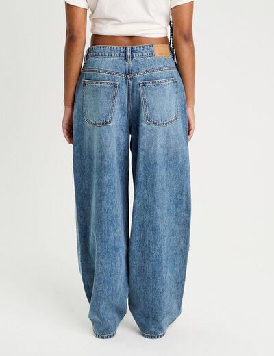 Jeans baggy taille haute denim double stone femme
