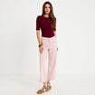 Jean flare cropped taille haute rose nude femme