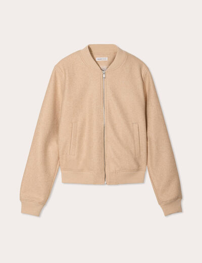 Veste teddy zippée beige femme