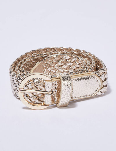 Ceinture tressée couleur or femme