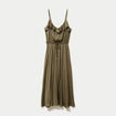 Robe longue &eacute;vas&eacute;e col v bretelles vert kaki femme