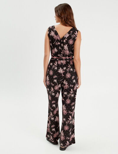 Combinaison pantalon large noir femme