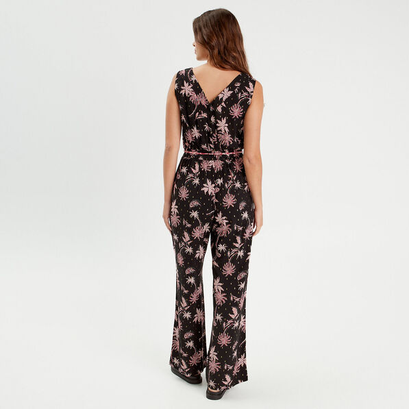 Combinaison pantalon large noir femme