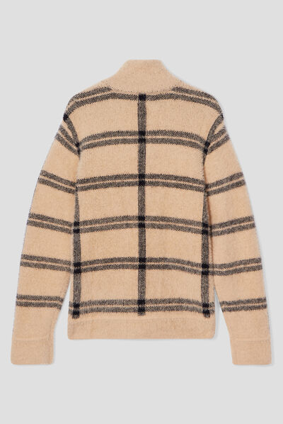 Veste droite à col montant beige femme