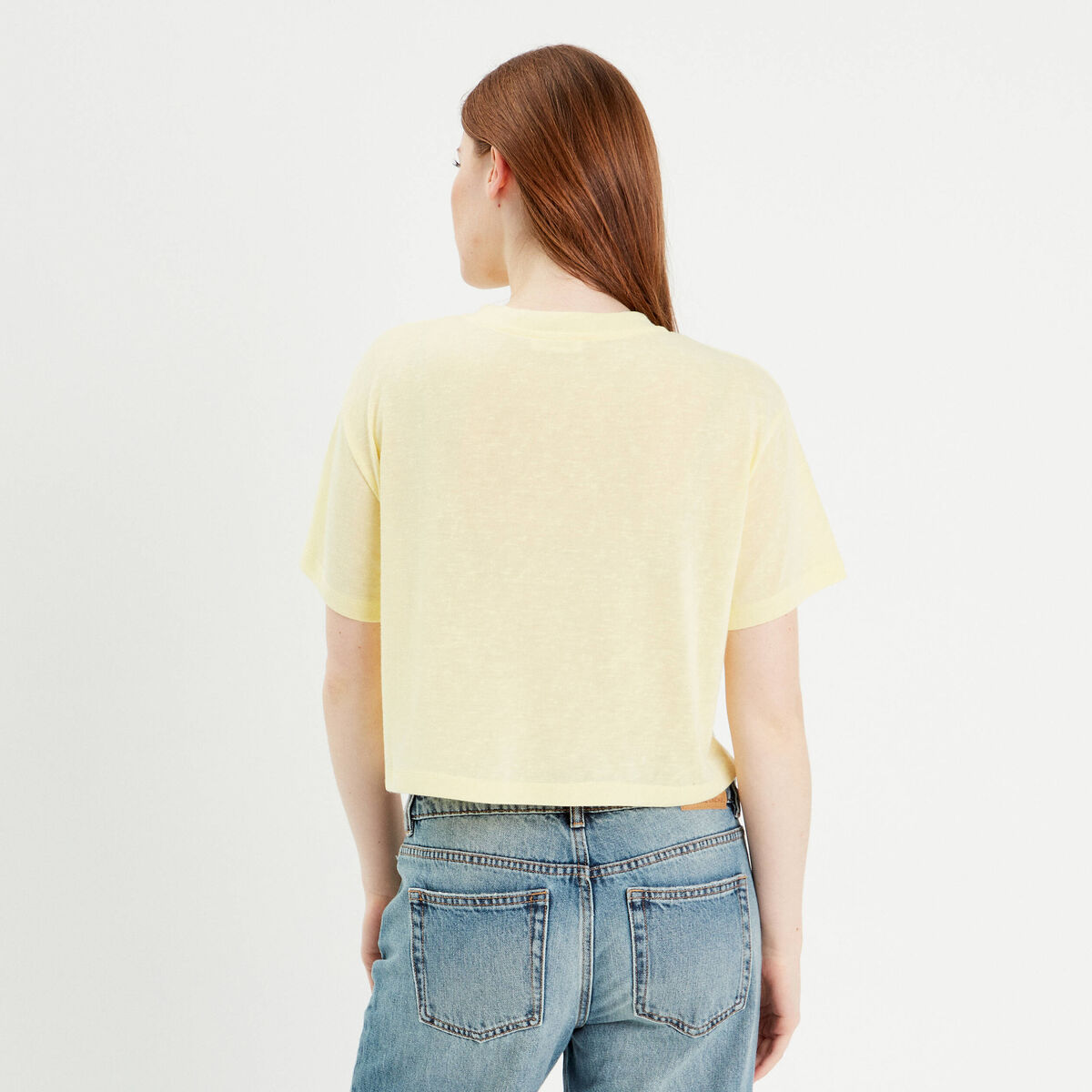 T-shirt manches courtes jaune clair femme