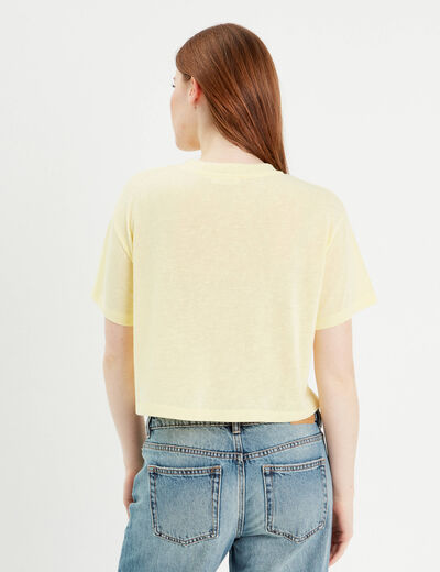 T-shirt manches courtes jaune clair femme