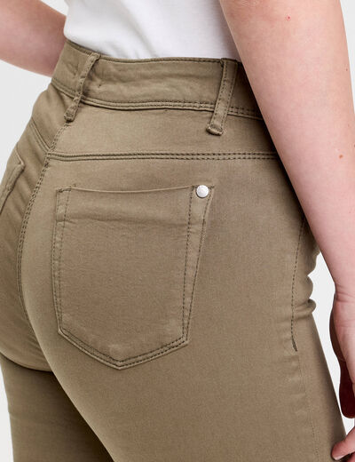 Jeans slim 5 poches vert kaki femme