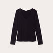 T-shirt thermique col en V plumetis noir femme