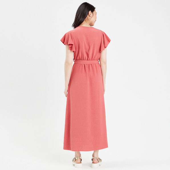 robe longue evasee cache coeur vieux rose femme Robe longue évasée cache-coeur vieux rose femme