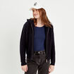 Gilet &agrave; capuche zipp&eacute; bleu marine femme