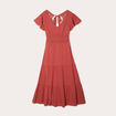Robe longue évasée col en V vieux rose femme