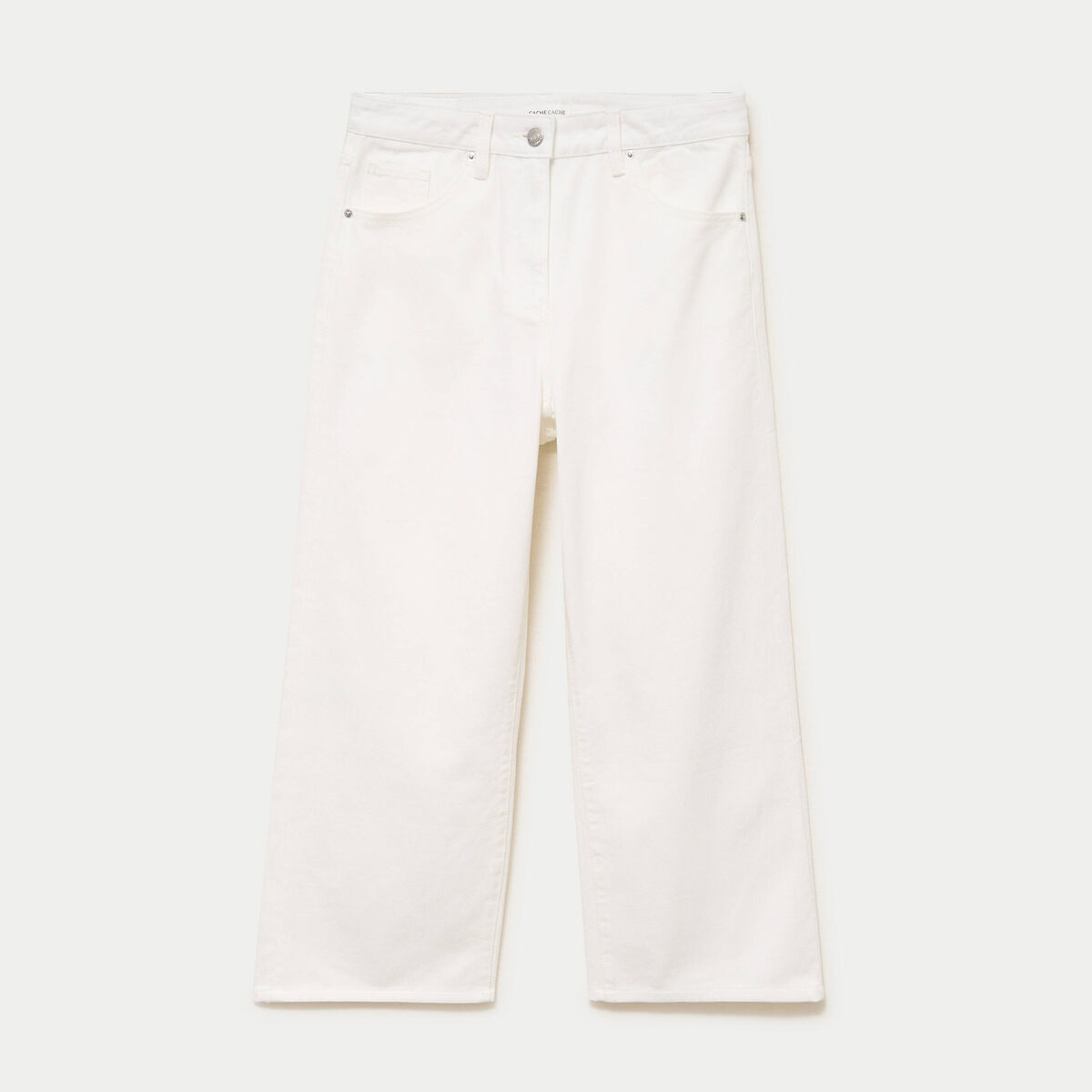 Jean bootcut cropped taille haute ecru femme