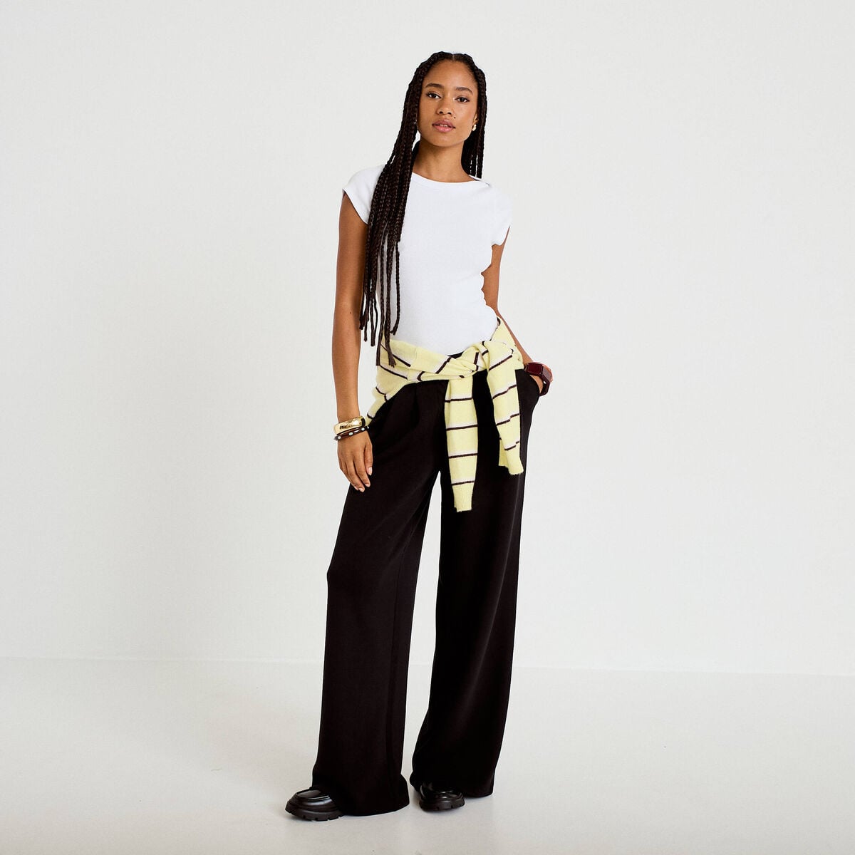 Pantalon bootcut taille standard noir femme