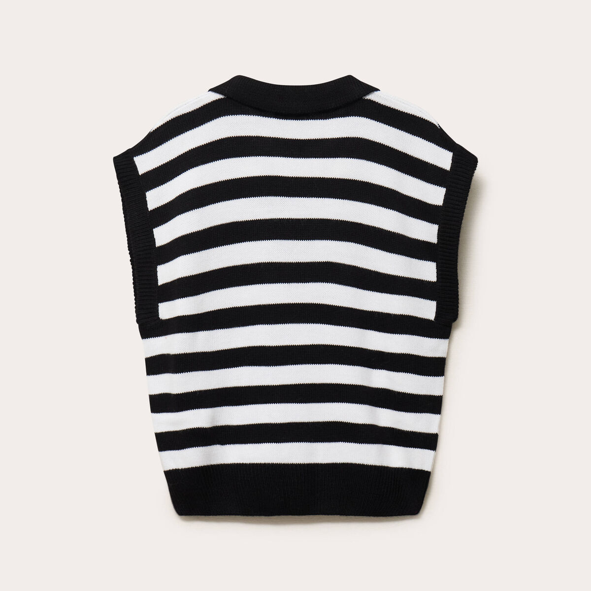 Pull sans manches col chemise noir femme