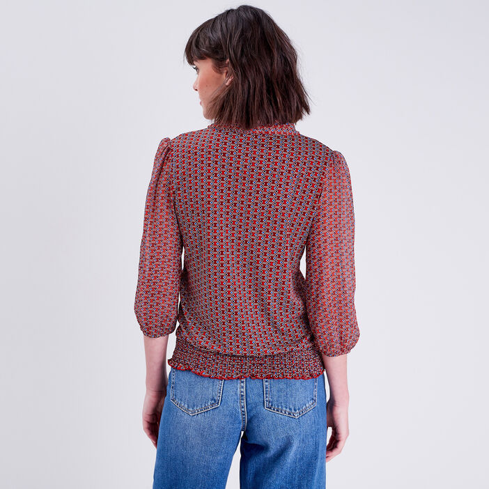 Blouse manches 3/4 marron femme
