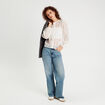 Blouse dentelle col montant ecru femme