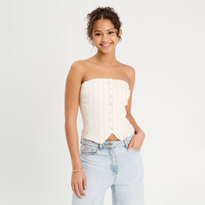 Bustier cintré boutons blanc femme