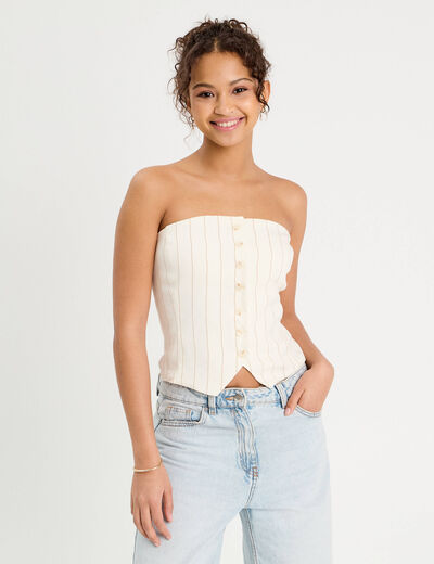 Bustier cintré boutons blanc femme