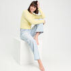 Gilet manches longues cropped jaune clair femme