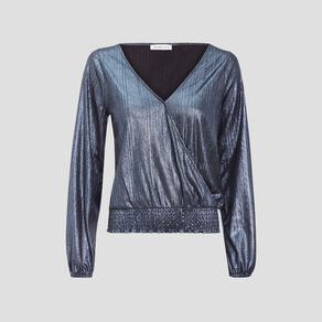 Blouse manches longues gris clair femme