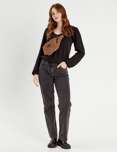 Pull dos en dentelle noir femme