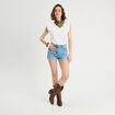 Short slim en jean denim bleach femme