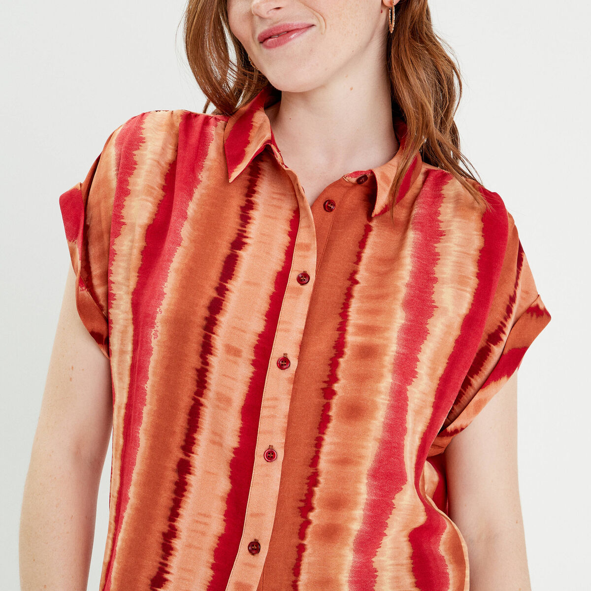 Chemise manches courtes rouge femme
