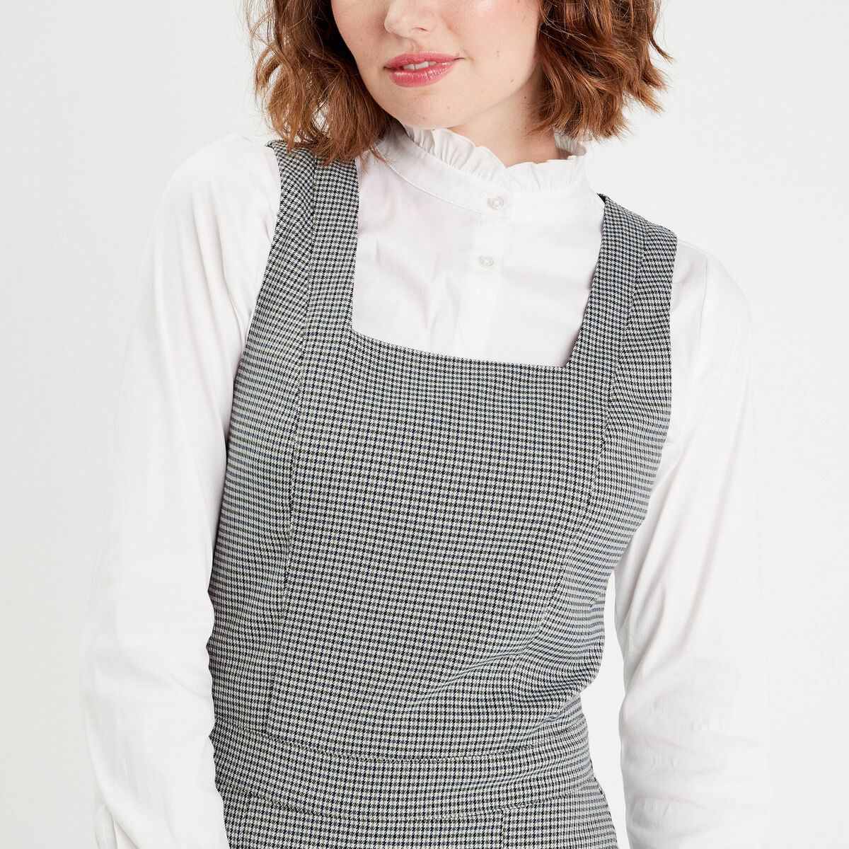 Robe évasée encolure carrée blanc femme