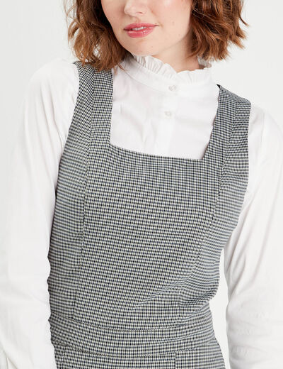 Robe évasée encolure carrée blanc femme