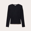 T-shirt cintr&eacute; col rond manches longues noir femme