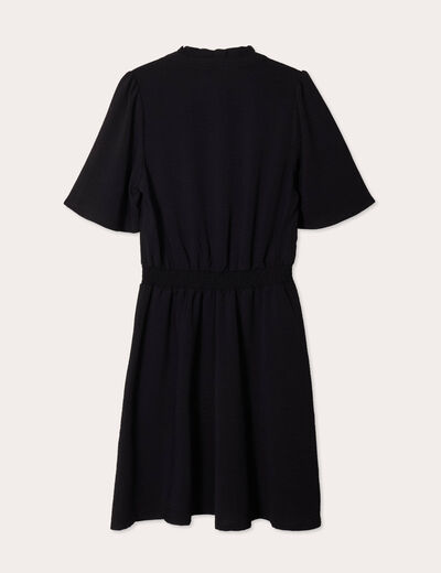 Robe évasée taille smockée noir femme