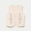 Gilet droit sans manches col rond ecru femme
