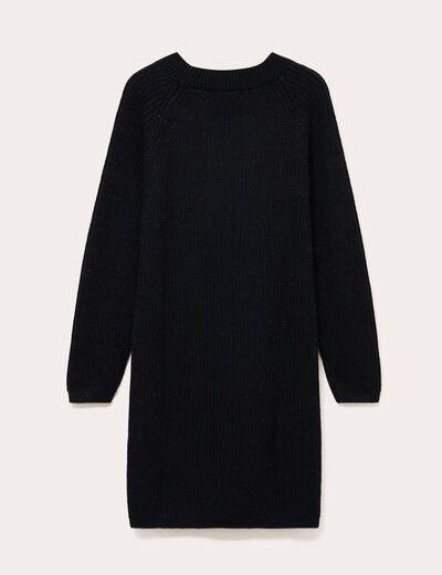 Robe pull d&eacute;tails de boutons noir femme