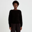 Pull col rond manches longues noir femme