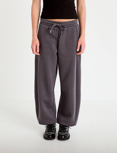 Jogging large taille basse gris fonc&eacute; femme