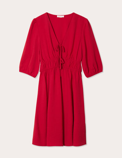 Robe évasée fluide élastiquée rouge femme