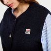 Gilet sans manches fausse fourrure bleu marine femme