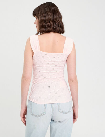 Débardeur ajouré rose clair femme