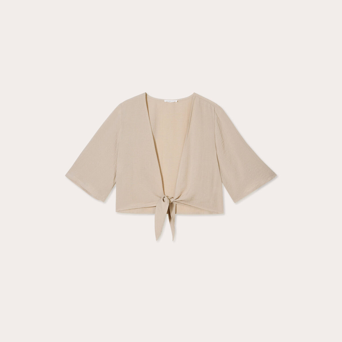 Blouse nou&eacute;e cropped beige femme