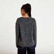 Gilet ample manches longues gris fonc&eacute; femme