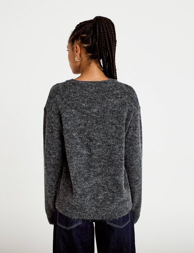 Gilet ample manches longues gris fonc&eacute; femme