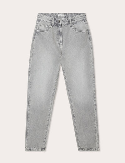 Jeans mom taille haute denim gris femme
