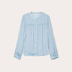 Blouse manches longues satin bleu clair femme