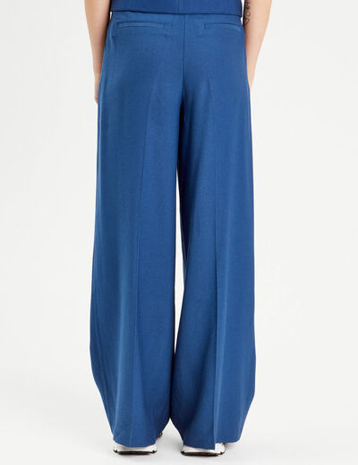 Pantalon large avec pinces bleu marine femme