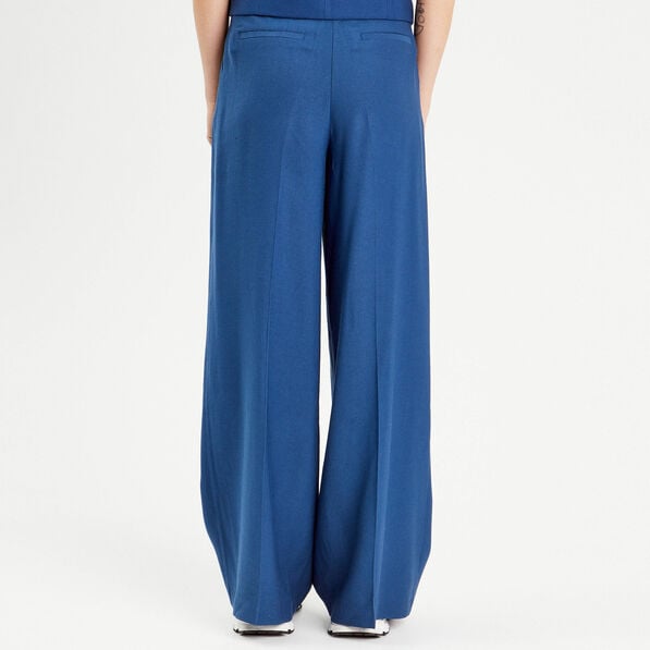 pantalon large avec pinces bleu marine femme Pantalon large avec pinces bleu marine femme